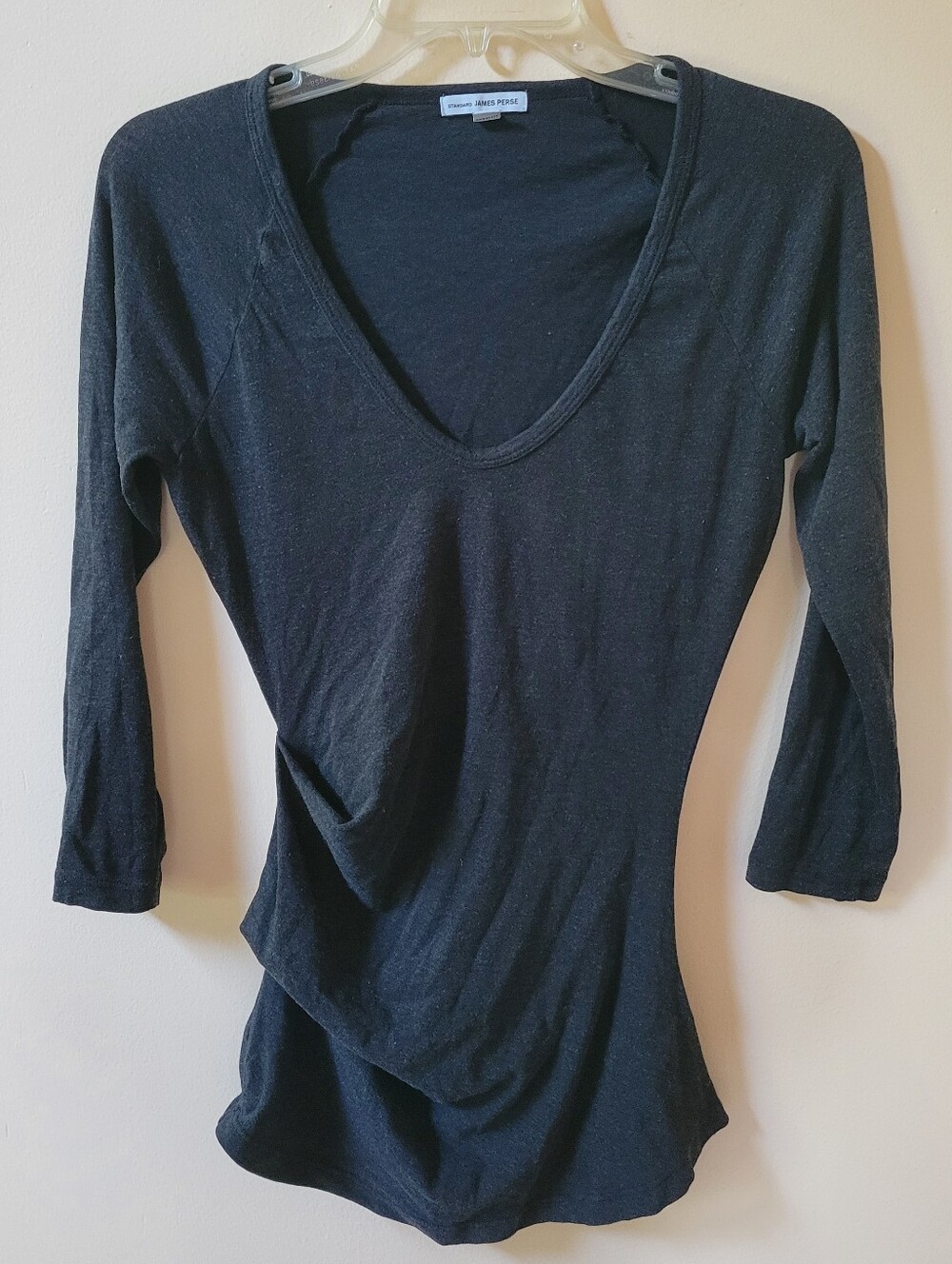 James Perse Black Long-Sleeve V-Neck Tee